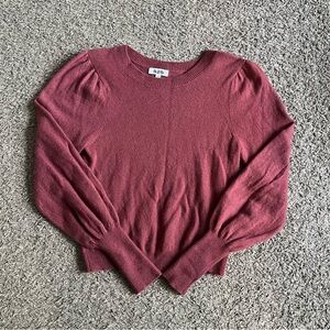 525 America Mauve Pink Women's Cashmere Sweater Puff Sleeve Fitted Quiet Luxury